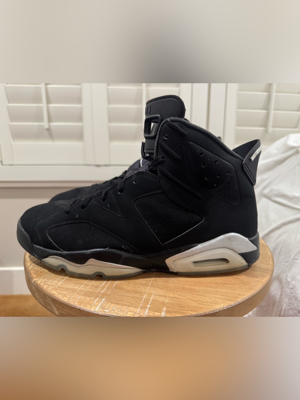 Air Jordan 6 Retro Metallic Silver Chrome Black Nubuck Size 11.5 DX2836-001